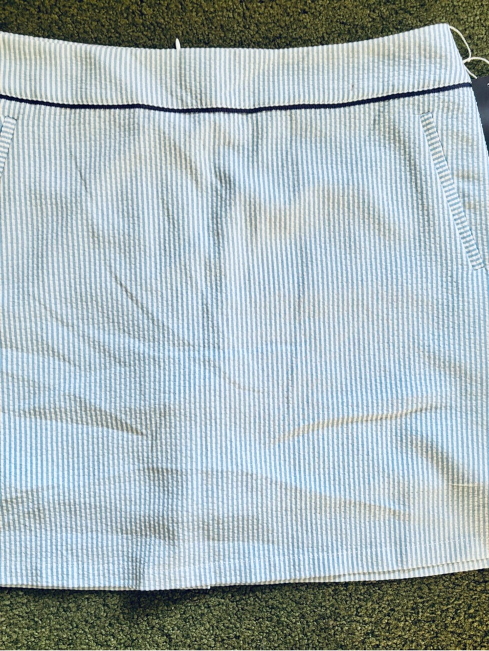 NWT Renwick Sz 12 Seersucker Mini Skirt and Shorts with Navy Piping - Light Blue - Picture 8 of 9